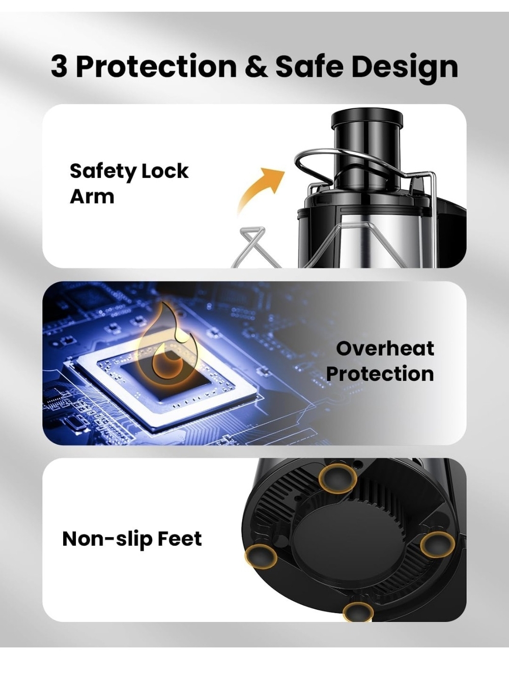 Black Juicer / Extractor - Safety Lock & Overheat Protection